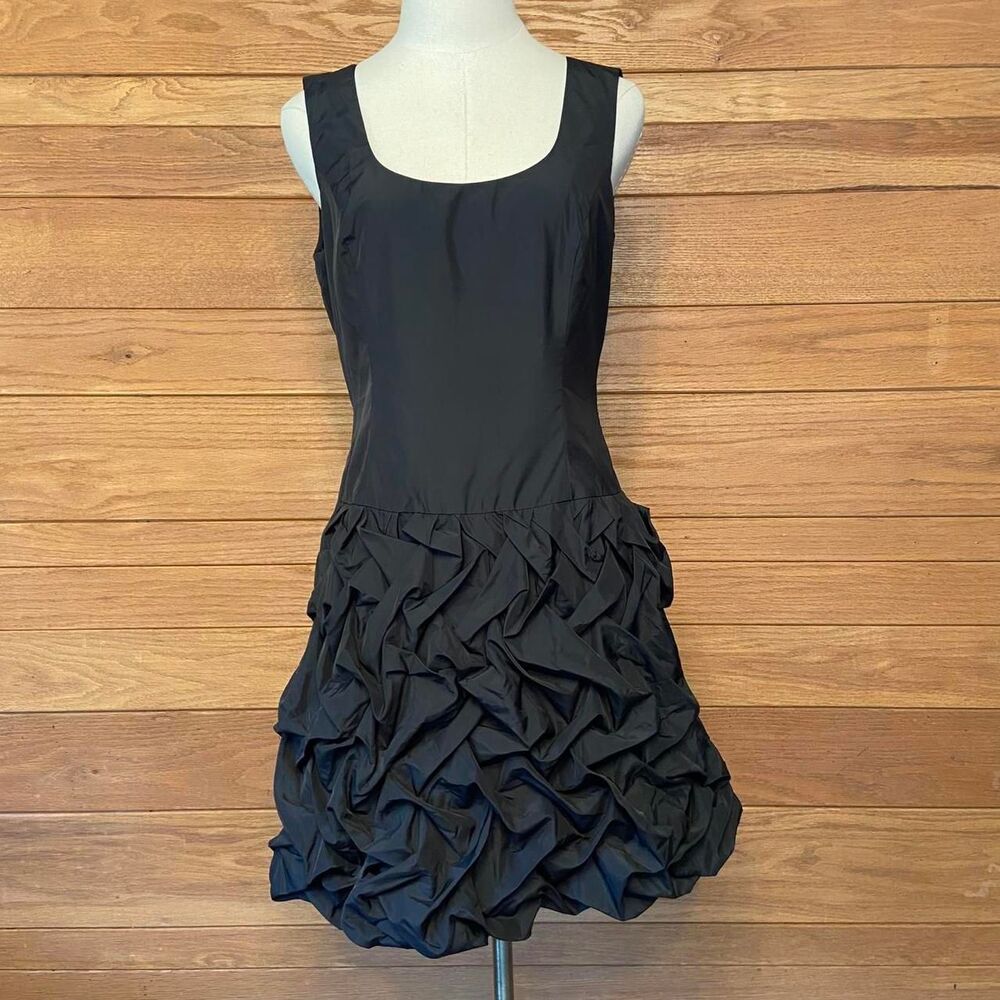 Express vintage y2k black bubble hem scoop neck textured skirt dress